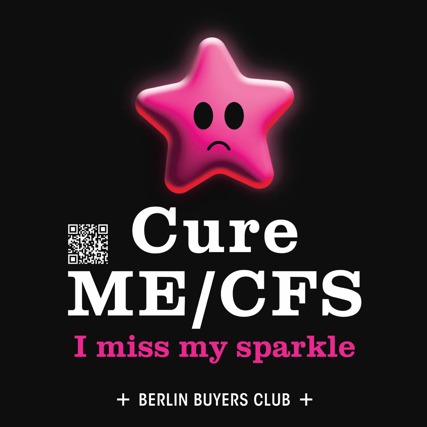 A sad pink star: Cure ME/CFS. I miss my sparkle.