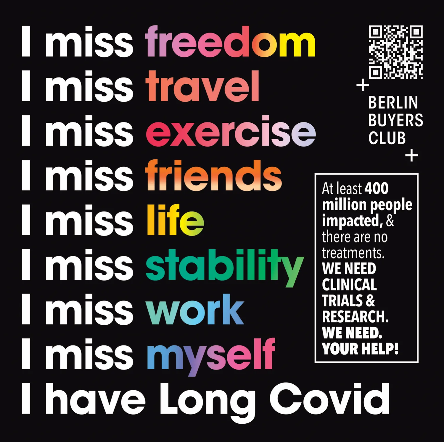 I miss freedom, travel, exercise, friends, life, stability, work, myself. I have Long Covid.