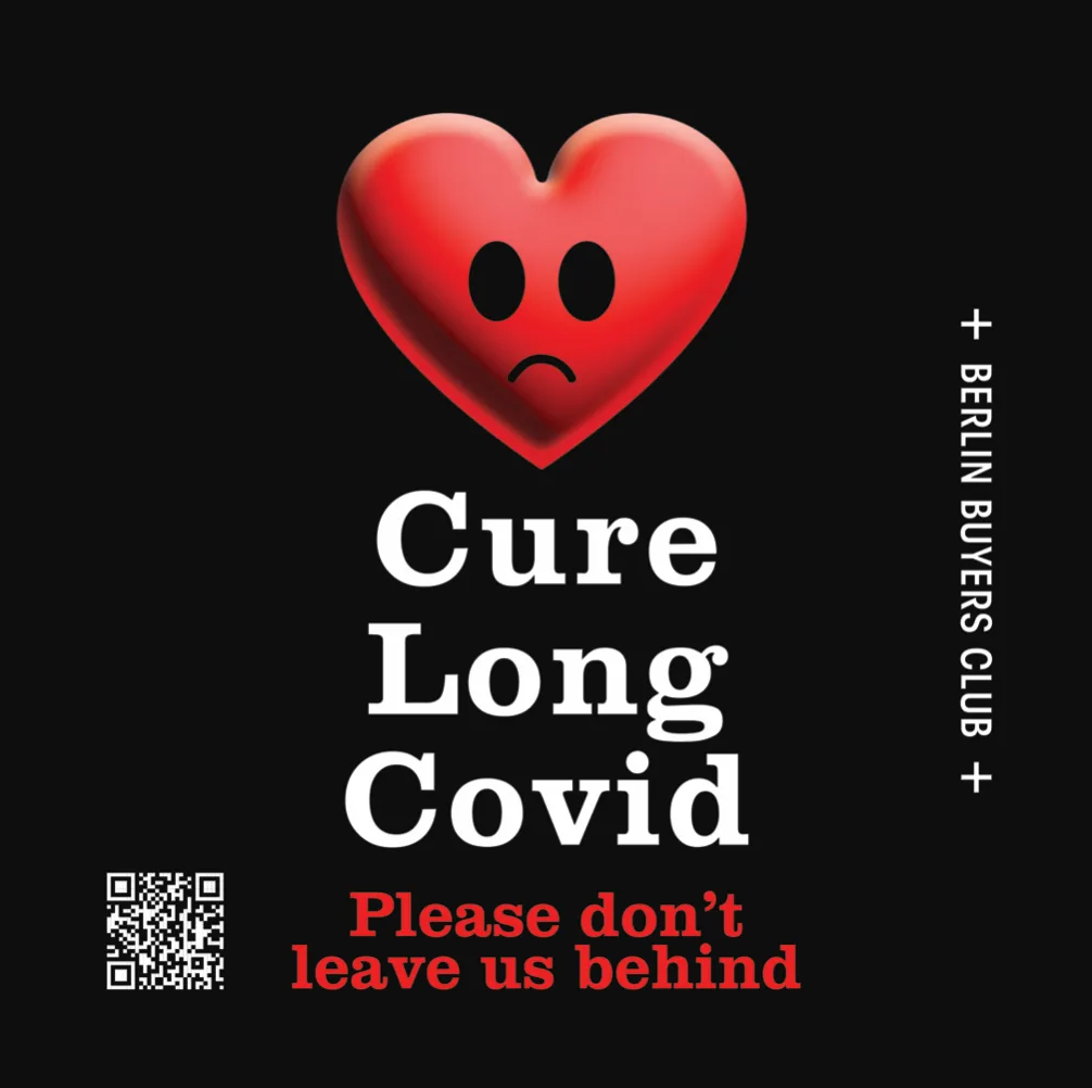 A sad red heart: Cure Long Covid. Please don’t leave us behind.